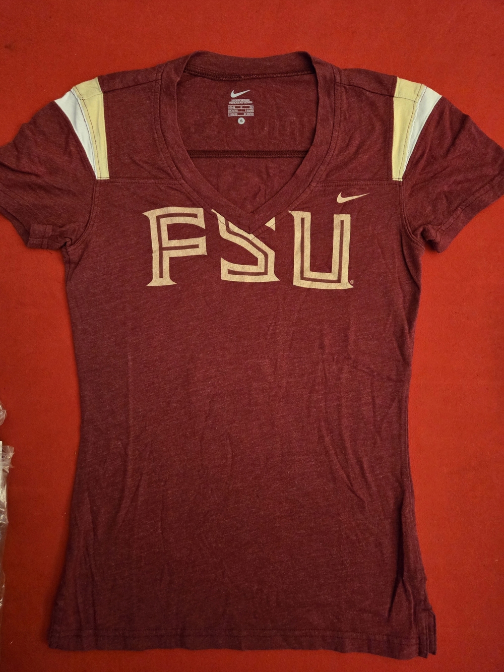 Nike FSU V-Neck Short Sleeve Tee in Garnet
